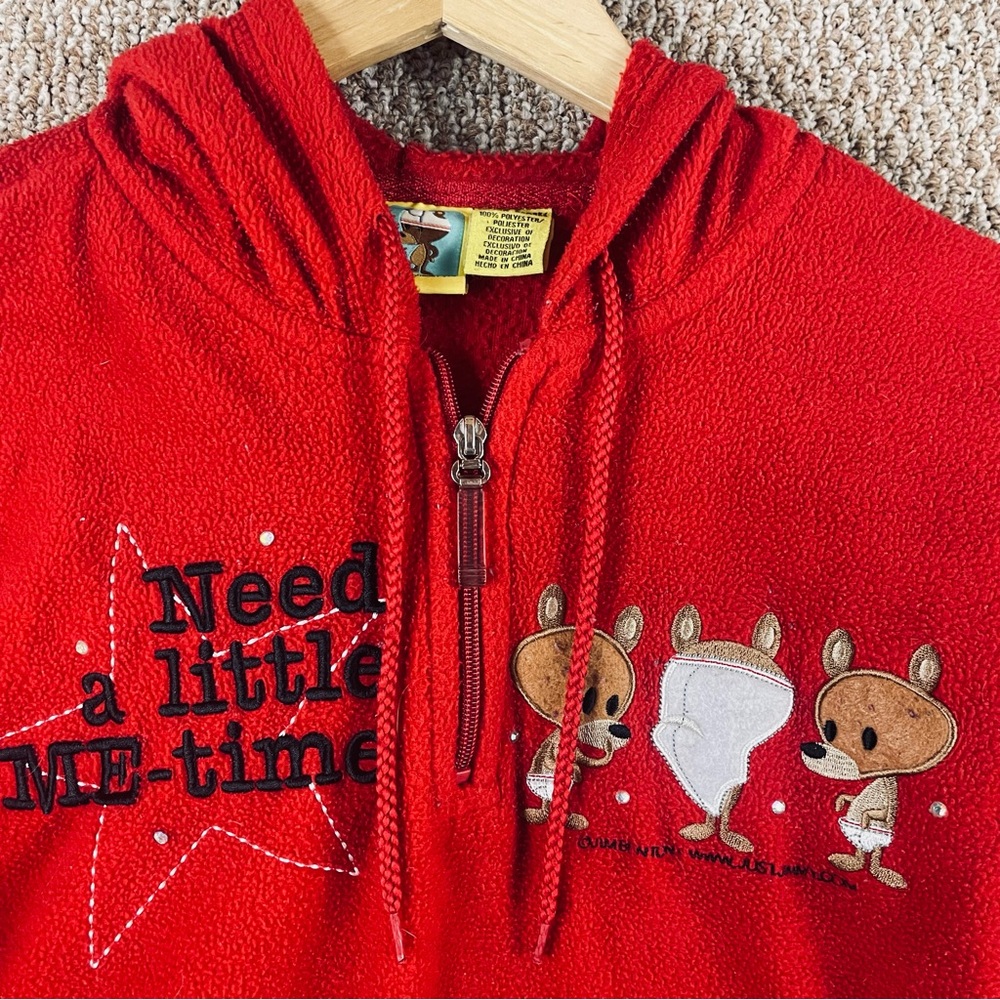 Jim Benton x Jerry Leigh Hoodie Women's XL Bear Need ME-time 1/4 Zip Y2K T114